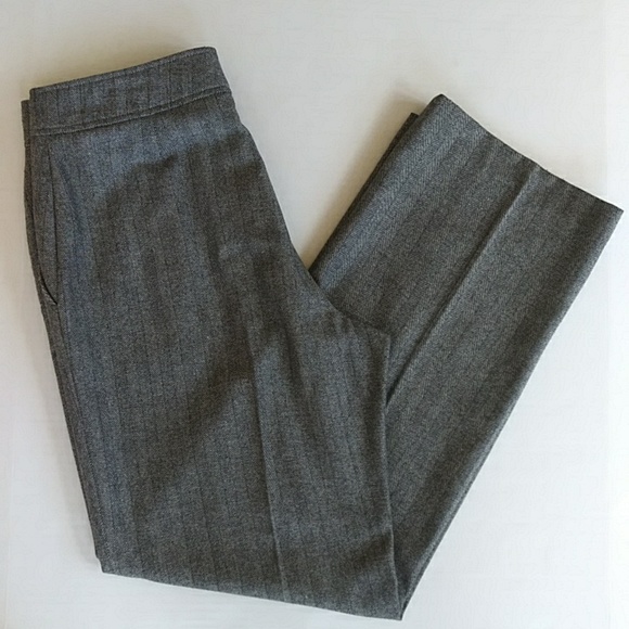 Valerie Stevens Striped Woolmark Blend Trouser Dress Pants 12 Gray Black White - Picture 2 of 16